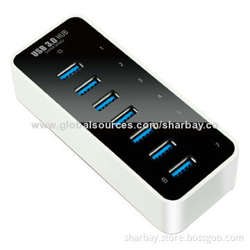 Super-speed 7-port USB 3.0 Hub with 12V/3A Adapter